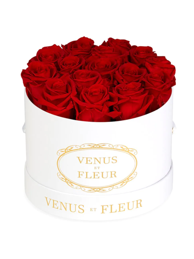 Venus Et Fleur Classic Small Round Box With Pure White Roses