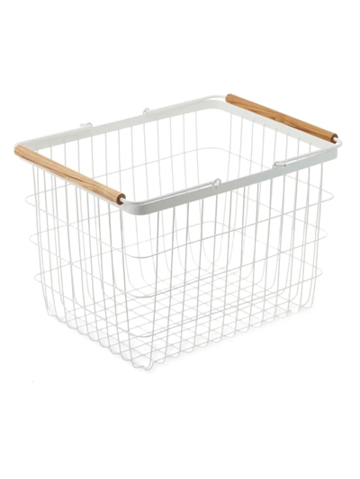 Yamazaki Wire Laundry Basket In White