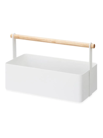 Yamazaki Steel & Wood Storage Caddy In White