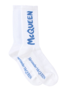 Alexander Mcqueen Graffiti Logo Crew Socks In Bianco