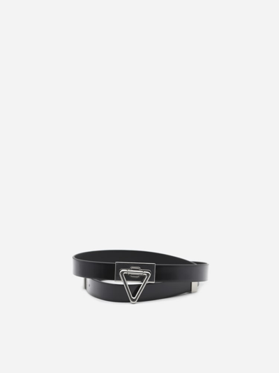 Bottega Veneta Point Lock Leather Belt In Black