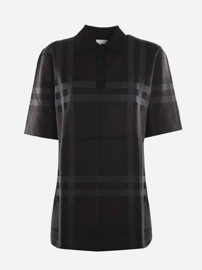 Burberry Oversized Silk Polo Shirt With All-over Check Motif In Default Title