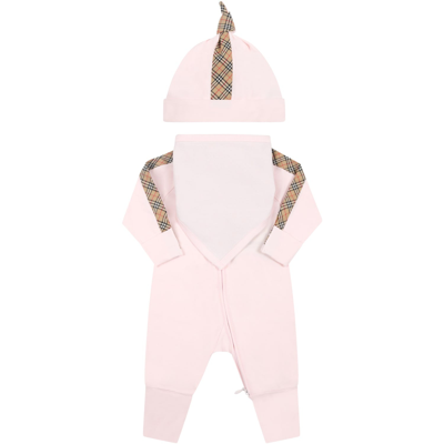 Burberry Pink Set For Baby Girl With Iconic Check Vintage