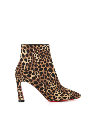 Christian Louboutin So Eleonor 85 Leopard-print Calf Hair Ankle Boots In White