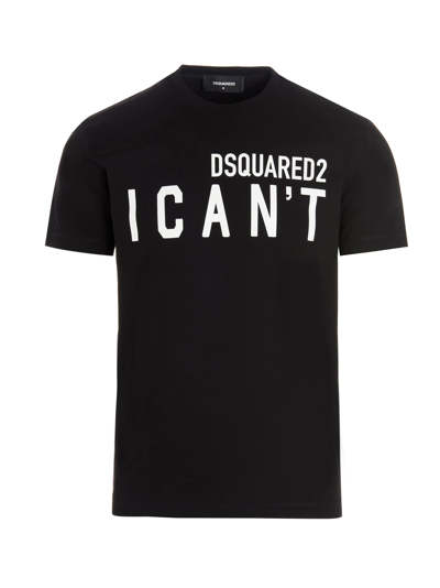 Dsquared2 Printed Cotton Jersey T-shirt In Black