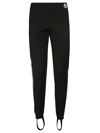 Moncler Black Stretch Fabric Leggings With Logo Patch In Black