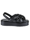 Prada Woven Leather Slingback Flatform Sandals In Black