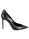 Saint Laurent Anja 105 Leather Pointed Pumps In Black