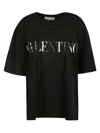 Valentino Black Lace Oversized T-shirt In Nero