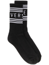 VERSACE VERSACE BLACK COTTON SOCKS WITH LOGO