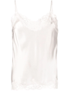 Gold Hawk Lace-panel Spaghetti-strap Top In Weiss