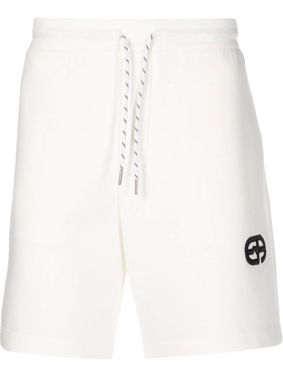 Emporio Armani Embroidered-logo Track Shorts In Weiss