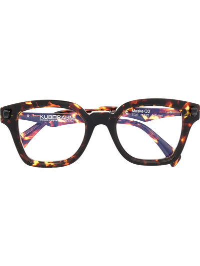 Kuboraum Tortoiseshell-effect Square-frame Glasses In Braun