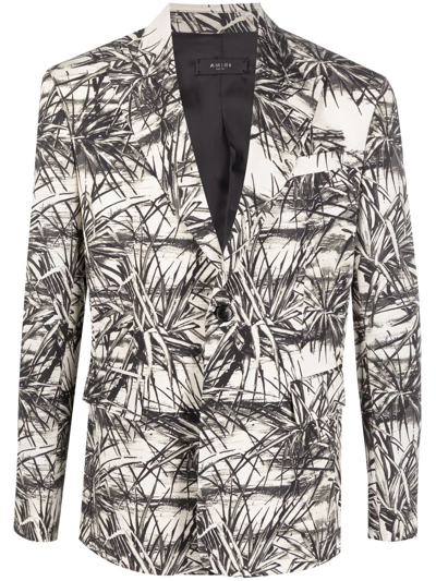 Amiri Aloha Slim-fit Printed Wool-blend Suit Jacket In White