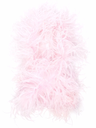 Styland Ostrich Feather Scarf In Rosa