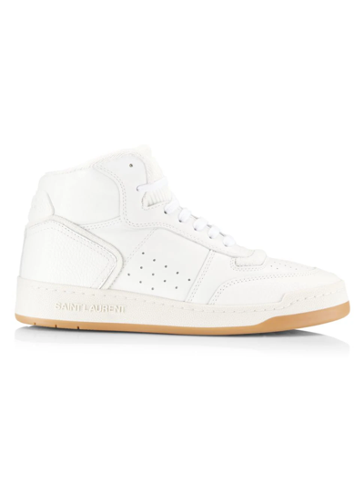 Saint Laurent Sl80 Leather High-top Court Sneakers In White