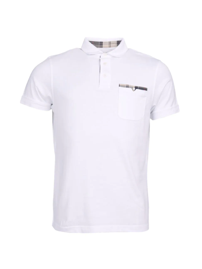 Barbour Corpatch Cotton Polo Shirt In White
