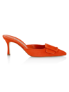 Manolo Blahnik Maysale 70 Buckle Suede Mules In Orange