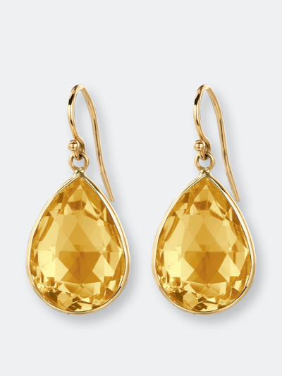 Ariana Rabbani Citrine Pear Shape Earrings In Gold