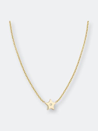 Ariana Rabbani Single Diamond Gold Star Necklace In White