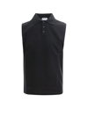 SAINT LAURENT SAINT LAURENT LOGO EMBROIDERED SLEEVELESS POLO SHIRT