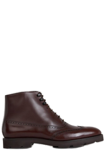 John Lobb Brogue Ankle Boots In Brown