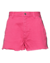 Just Cavalli Woman Shorts & Bermuda Shorts Fuchsia Size 28 Cotton, Elastane, Bovine Leather, Polyest In Pink