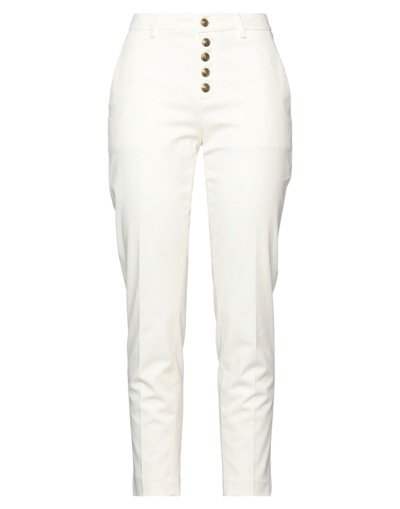 DONDUP DONDUP WOMAN PANTS WHITE SIZE 30 COTTON, LYOCELL, ELASTANE