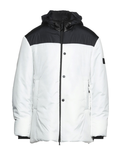 Low Brand Colour-block Hooded Padded Jacket In White