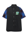 Just Don Black Colour-block Short-sleeved Shirt In Black