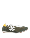 Tory Burch Logo-patch Low Top Trainers In Green