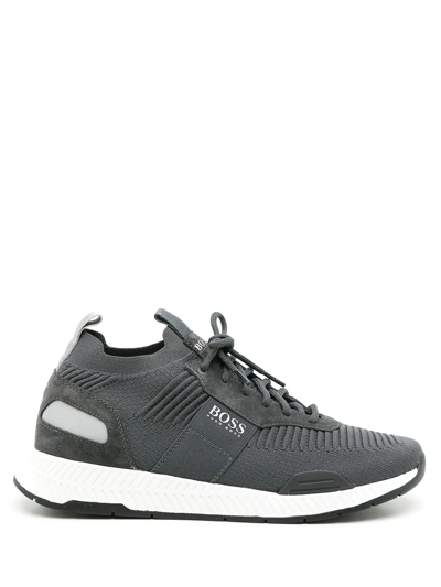 Hugo Boss Men's Titanium Knit Low Top Sneakers In Dark Gray