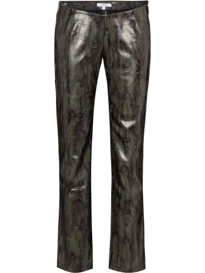 Miaou Rex Snake Print Faux Leather Trousers In Green