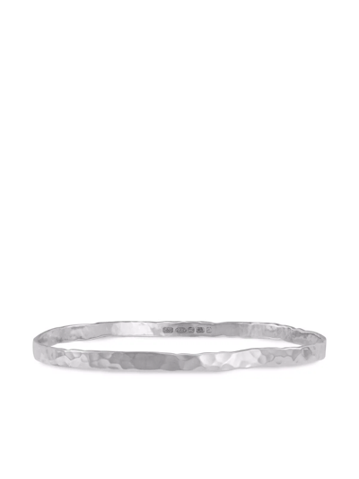 Dower & Hall 4mm Hammered Silver Nomad Bangle In Silber