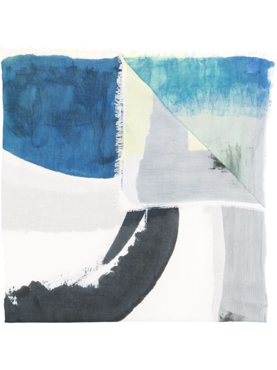 Faliero Sarti Watercolour Effect Scarf In Blue