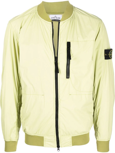 Stone Island Compass-patch Zip-up Jacket In Grün