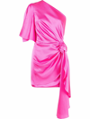 Solace London Marcie One-shoulder Mini Dress In Rosa