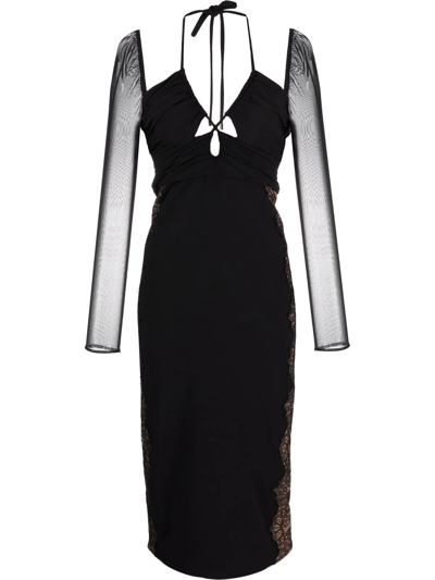 Self-portrait Jersey Cut Out Midi Dress In Black - Atterley