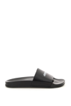 Vetements Logo Leather Slides In Black,white