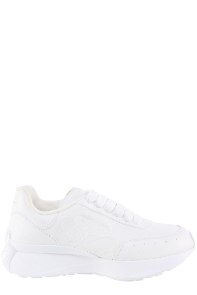 Alexander Mcqueen Logo Embossed Lace-up Sneakers In White