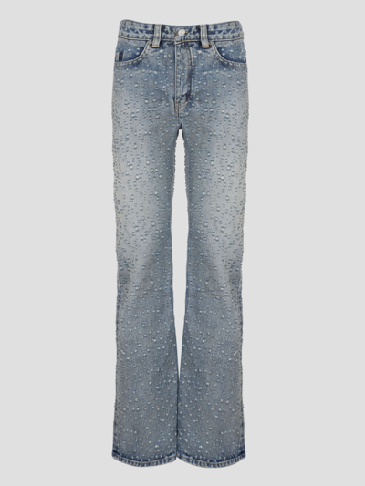 Balenciaga Frayed Low-rise Straight-leg Jeans In Blue