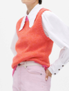 Ganni Contrasting-trimmed Regular-fit Wool-blend Vest In Red