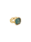Goossens 'cabochons' Tinted Crystal 24k Gold-plated Ring In Metallic,blue