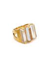 GOOSSENS 'STONES' NATURAL ROCK CRYSTAL 24K GOLD-PLATED RING