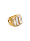 Goossens 'stones' Natural Rock Crystal 24k Gold-plated Ring In Metallic