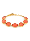 GOOSSENS 'CABOCHONS' TINTED CRYSTAL 24K GOLD-PLATED CHARM BRACELET