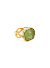 GOOSSENS 'CABOCHONS' TINTED CRYSTAL 24K GOLD-PLATED RING