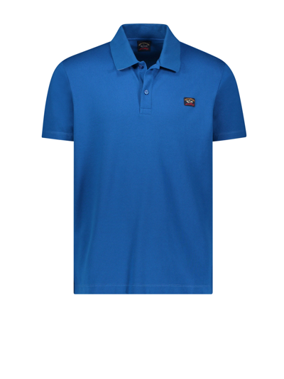 Paul & Shark Cotton Polo Shirt With Contrasting Detail In Cobalt Blue