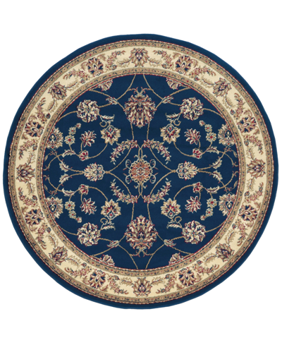 Km Home Closeout!  Pesaro 1596 5'3" X 5'3" Round Area Rug In Navy