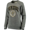 Pressbox Women's Heathered Gray Purdue Boilermakers Edith Vintage-like Knobi Pullover Sweatshirt In Heather Gray